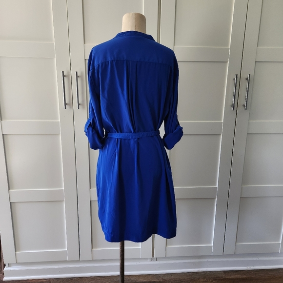 Express Size Large Royal Blue Portifino button up dress tie waist - Picture 4 of 8